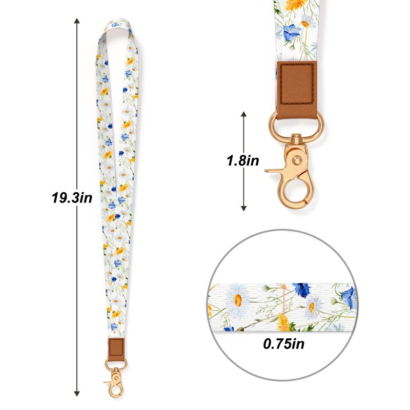 Hsxnam Neck Lanyard Key Chain  Long Lanyard Strap Keychain Holder for Women Men Car Keys ID Badges Card Wallet Phone Camera  Daisy Flower - Image 2